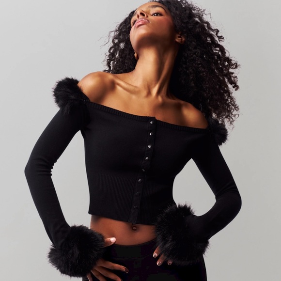 GUIZIO Faux Fur Cardigan